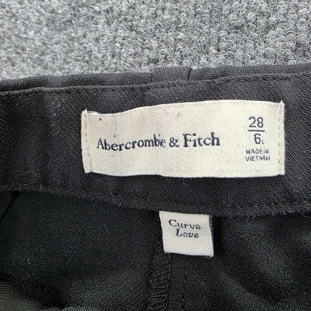 Abercrombie & Fitch Sloane Tailor Pants Curve Love Wide Leg Pleated 6L 28 Black - Picture 4 of 11